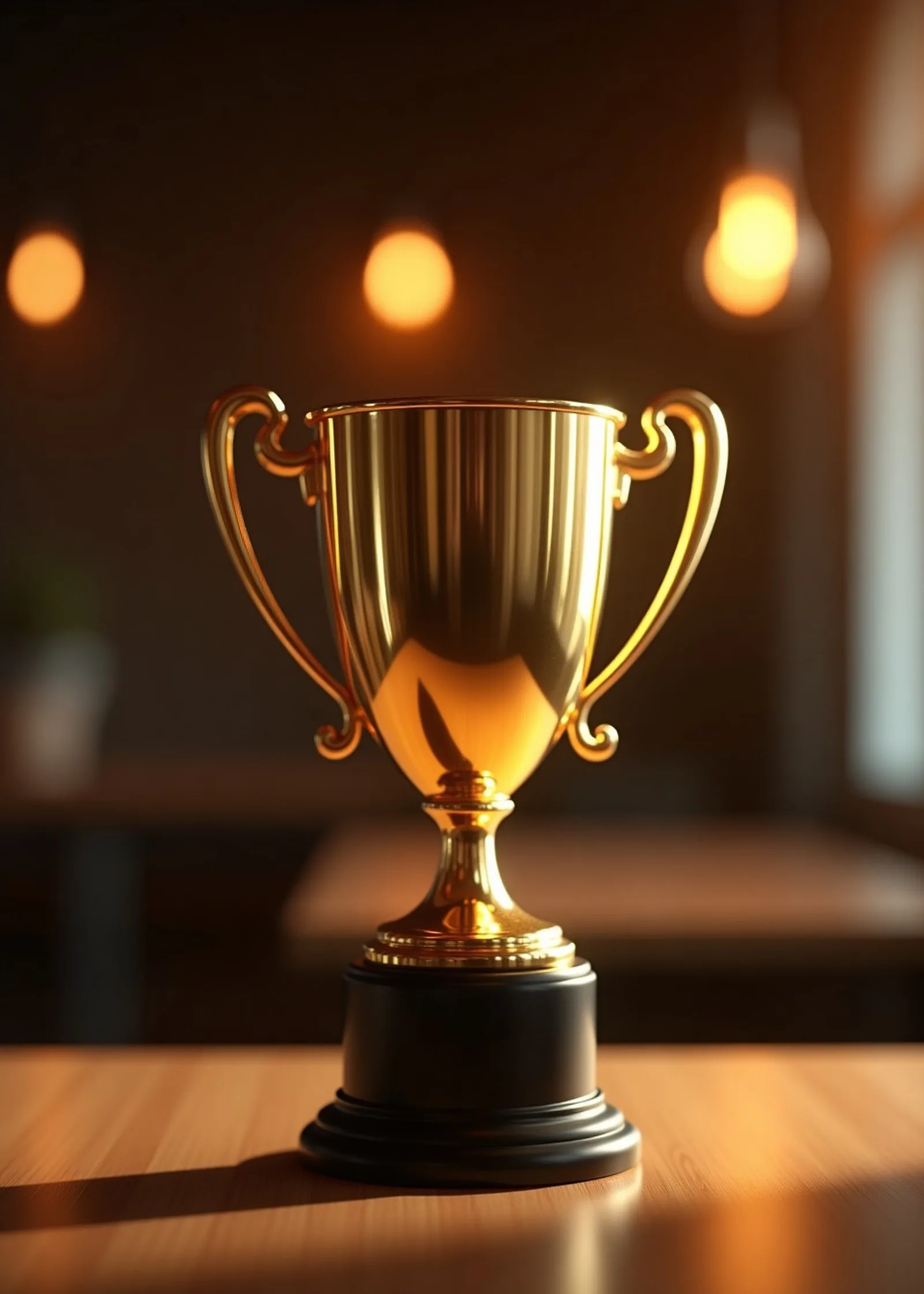 Golden ship-shaped award trophy on a dark stage podium under a single spotlight